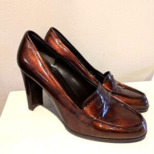 Stuart Weitzman Oxford Loafer Heels Size 6.5 Brown